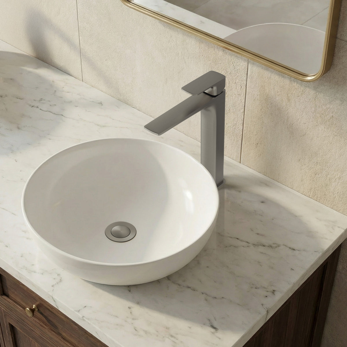 Single-Handle Vessel Bathroom Sink Faucet With Pop-Up Drain