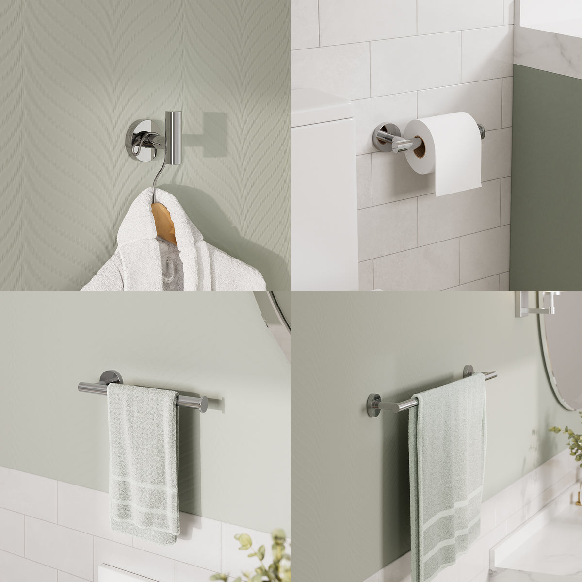 Four-Piece Wall-Mounted Stainless Steel Towel Bar Set for Bathrooms