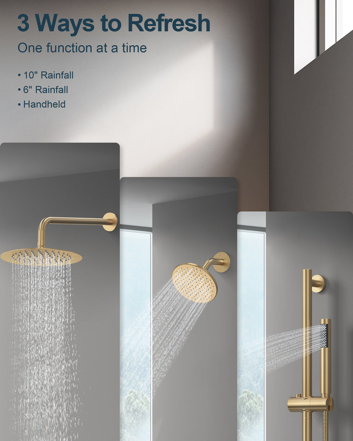 Round Wall-Mounted Dual Shower System with Handheld Spray