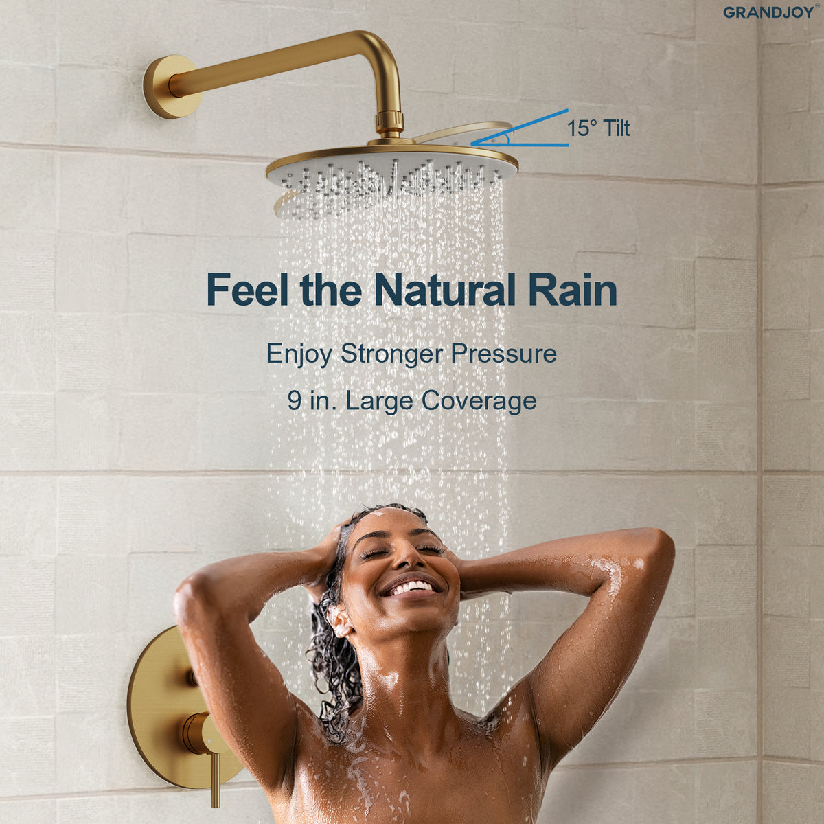 Round Wall-Mounted Shower System with Handheld and Tub Spout