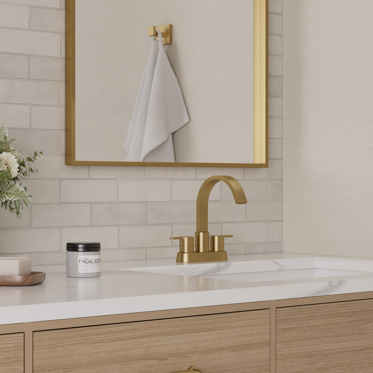 Two-Handle Centerset Bathroom Sink Faucet With Pop-Up Drain