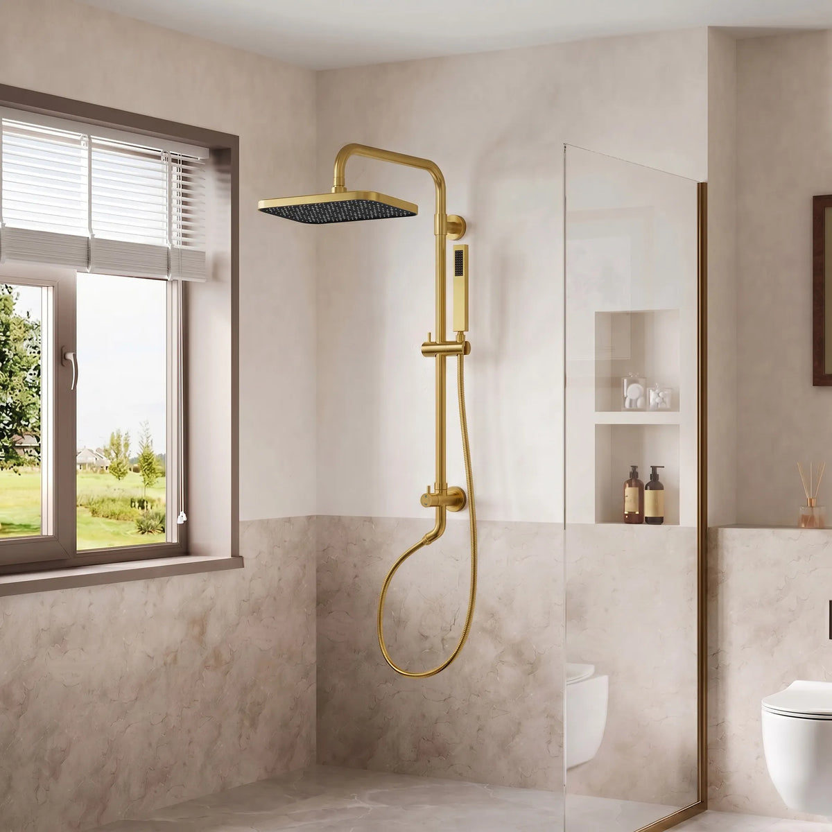 Square Exposed Shower System with Dual Rainfall Modes