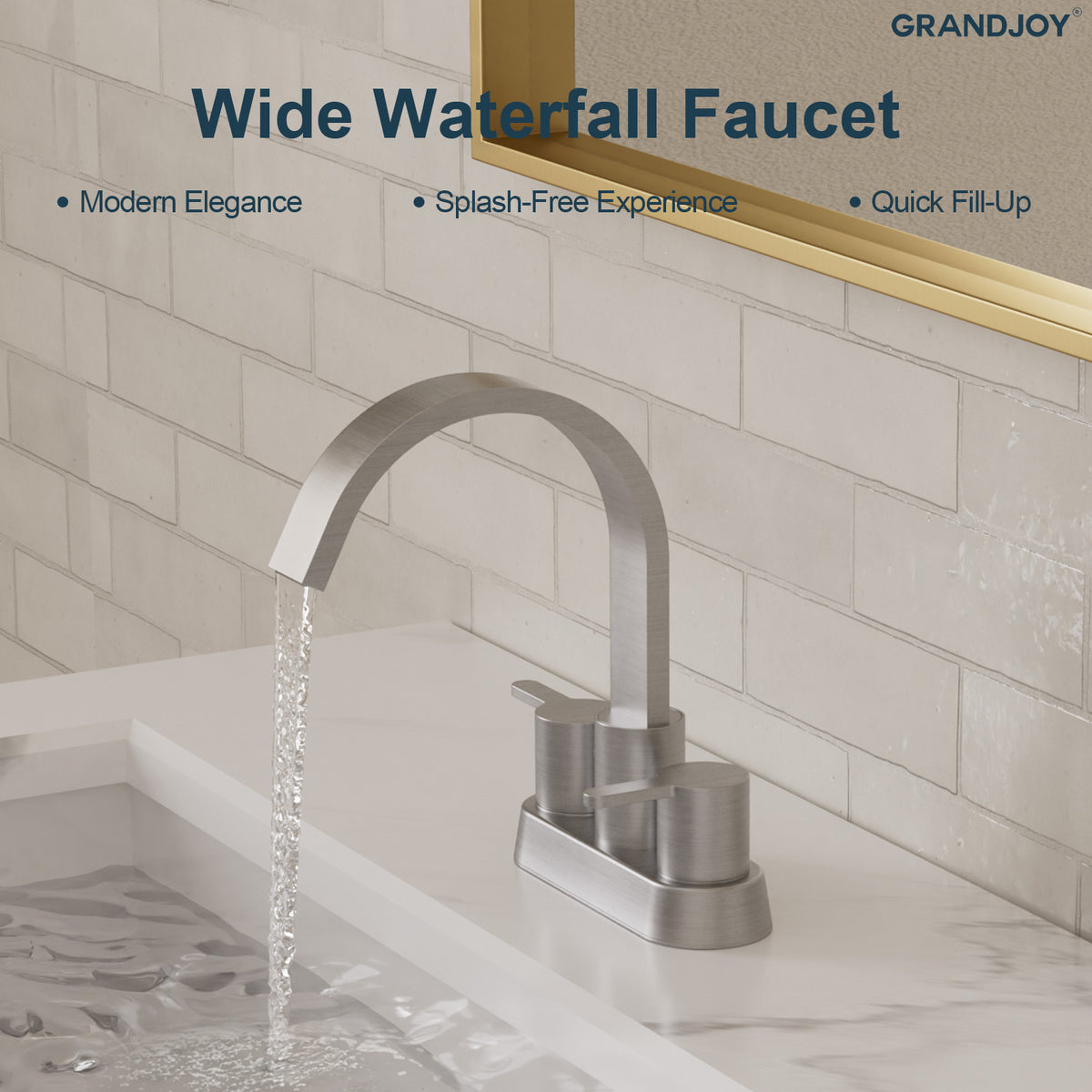 Two-Handle Centerset Bathroom Sink Faucet With Pop-Up Drain