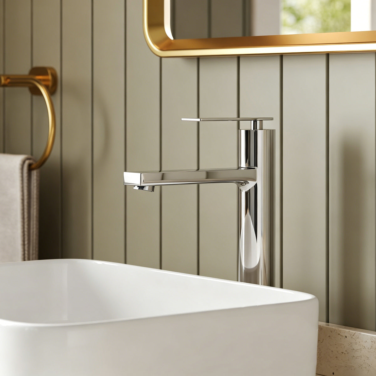 Single-Handle Vessel Bathroom Sink Faucet With Pop-Up Drain