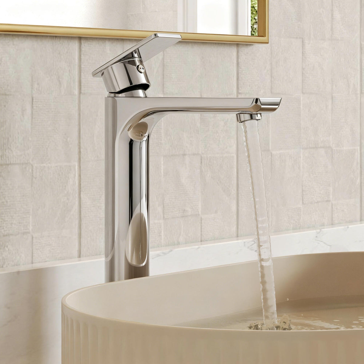 Single-Handle Vessel Bathroom Sink Faucet With Pop-Up Drain