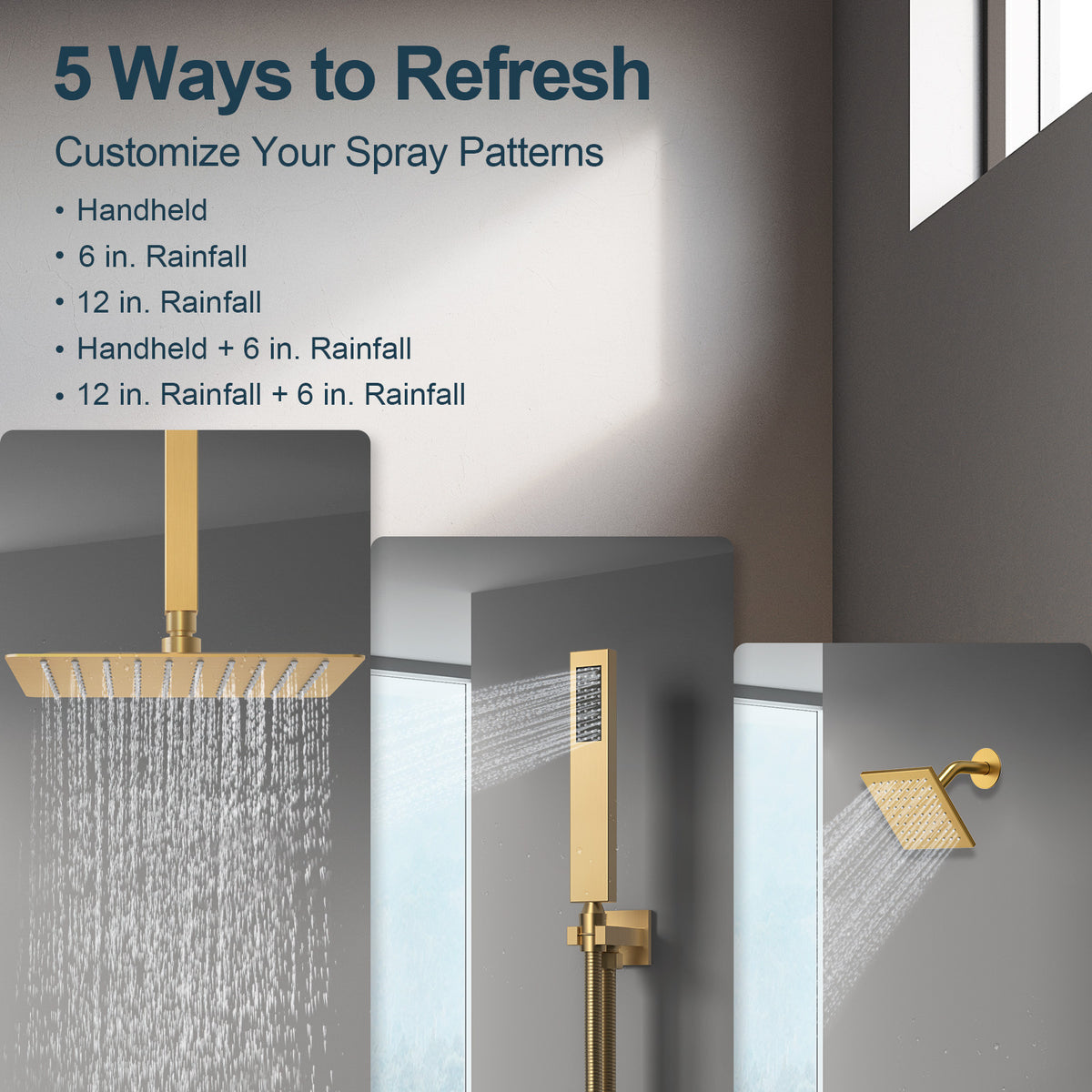 Ceiling-Mounted Thermostatic Shower System with Dual Rainfall Heads