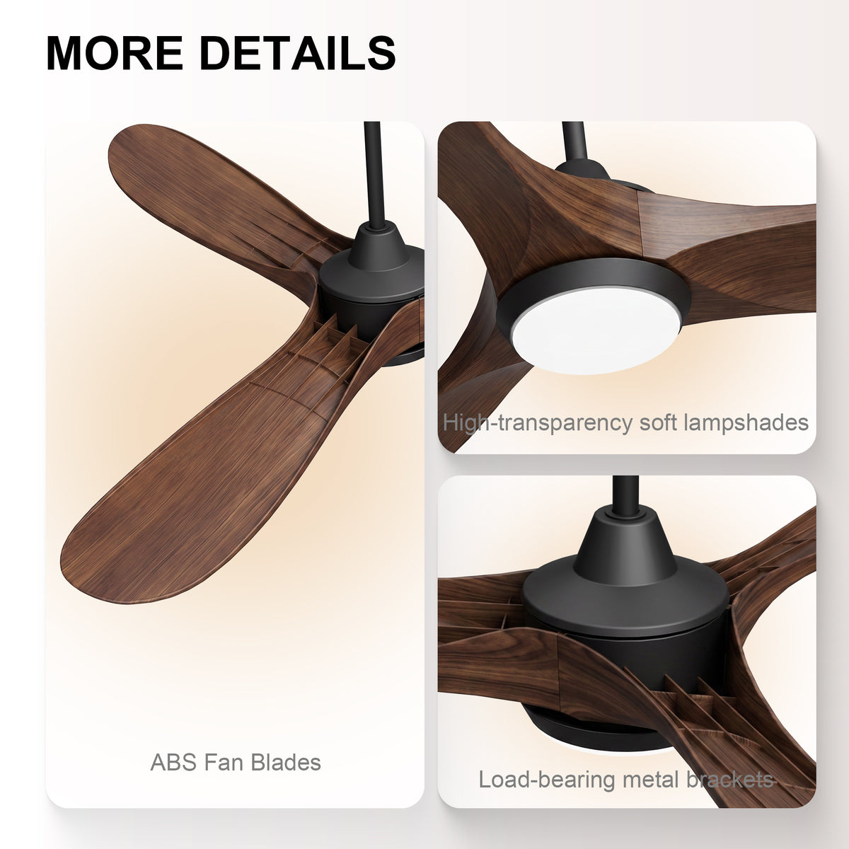 60-Inch Downrod Mount 3-Blade Ceiling Fan with Light and Remote Control