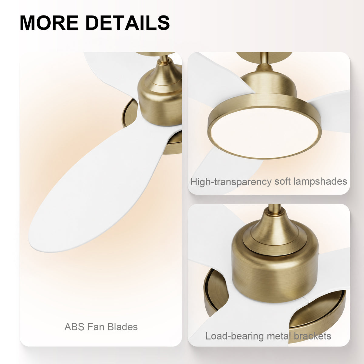 42-Inch Downrod Mount 3-Blade Ceiling Fan with Light and Remote Control