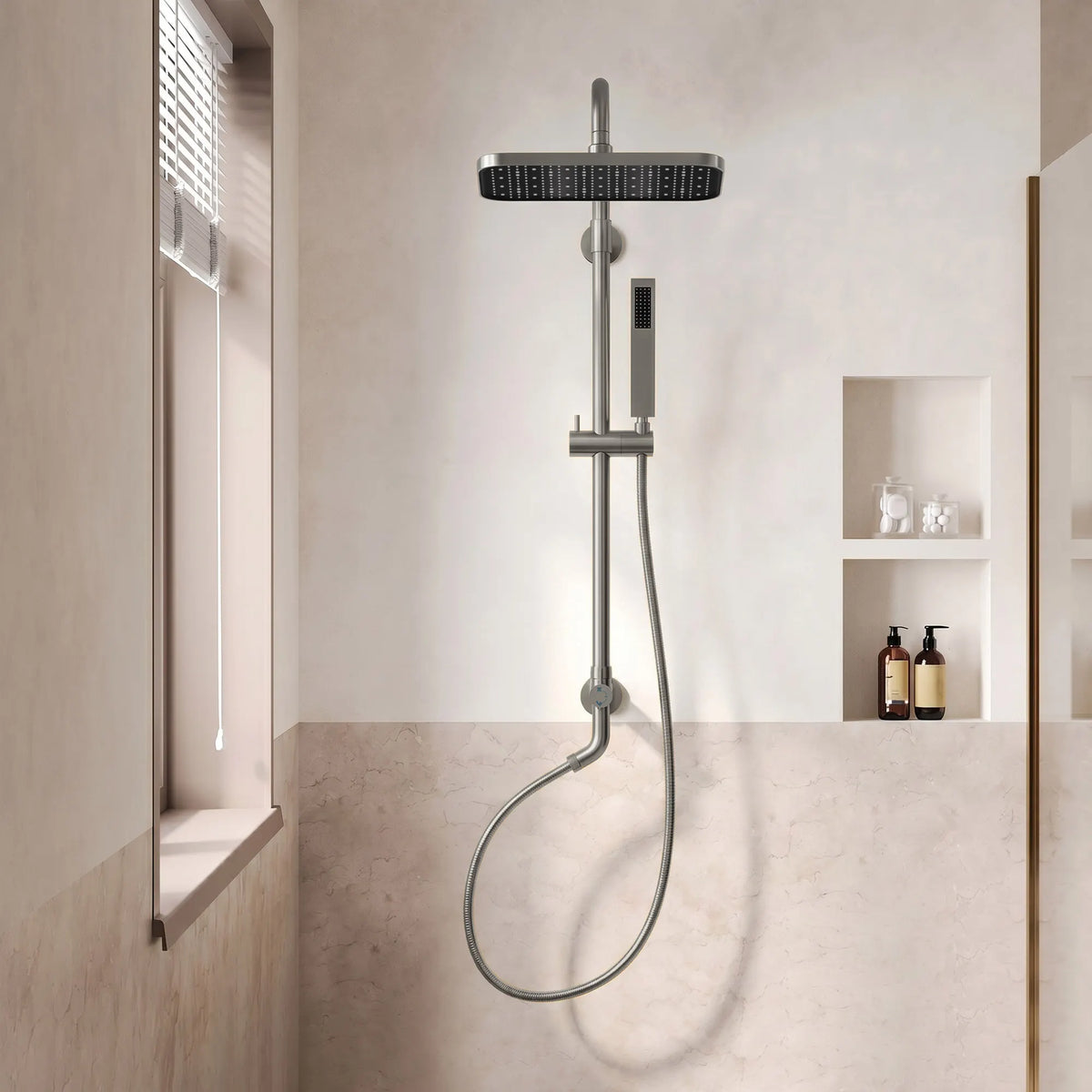 Square Exposed Shower System with Dual Rainfall Modes