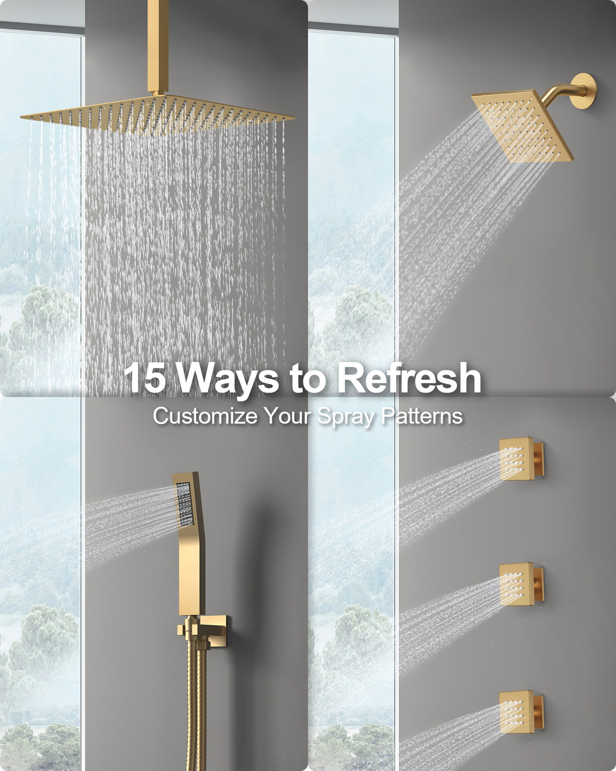 Ceiling-Mounted Multi-Spray Shower System with Secondary Wall Head