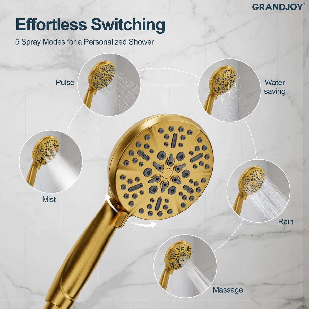 Wall-Mounted Shower Handheld with Five Spray Modes