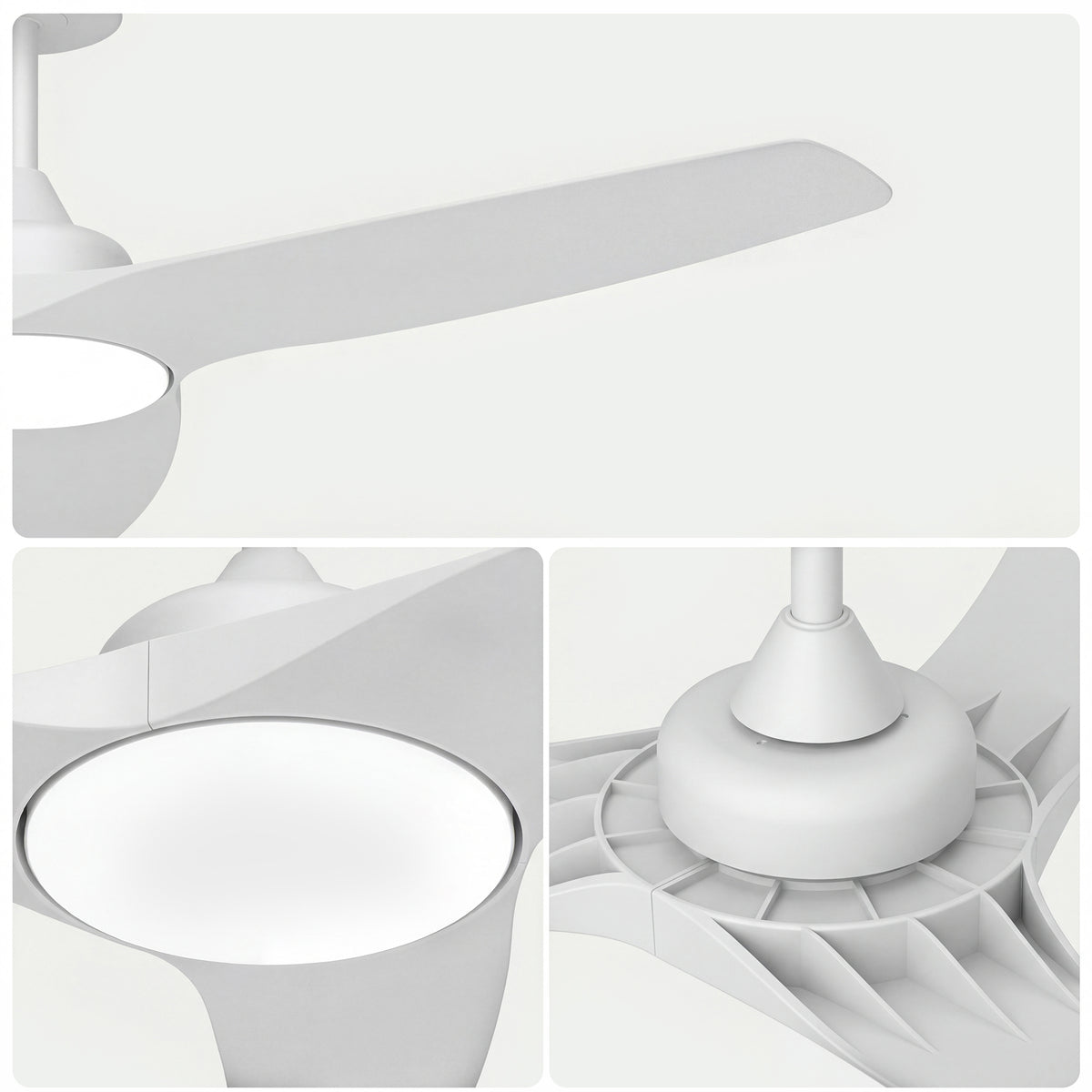 52-Inch Downrod Mount 3-Blade Indoor Outdoor Ceiling Fan with Light and Remote