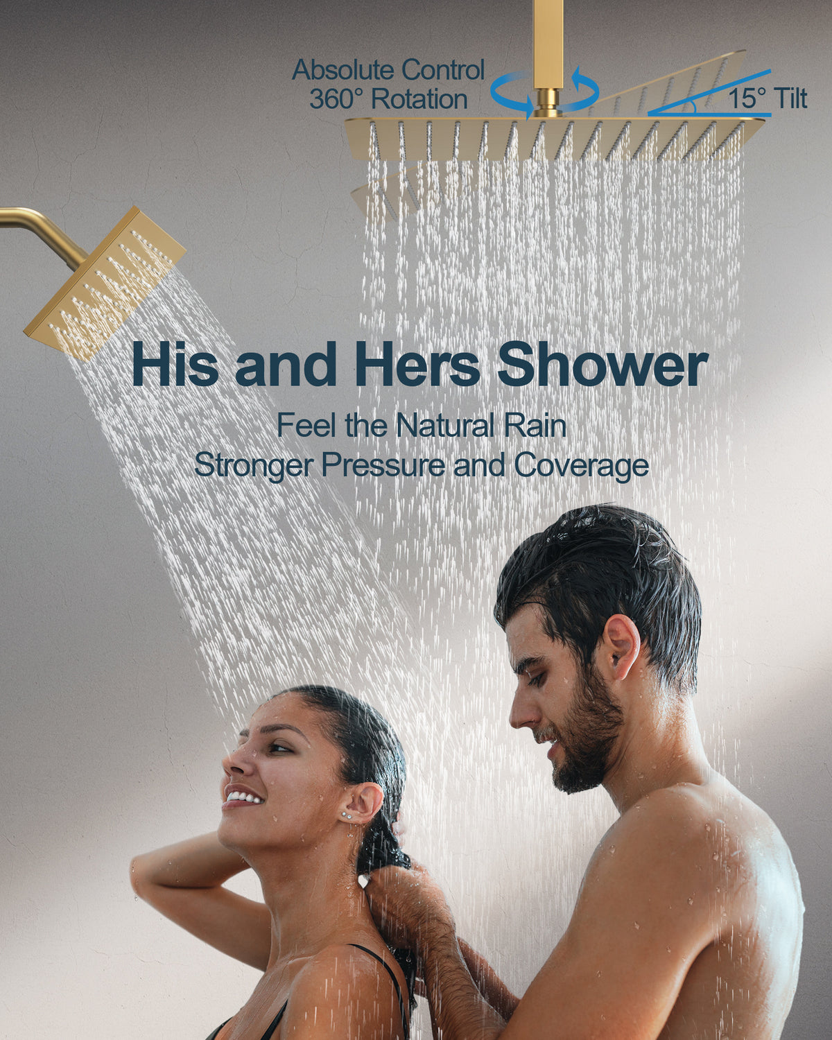 16-Inch Ceiling-Mounted Dual-Head Shower System with Handheld Sprayer