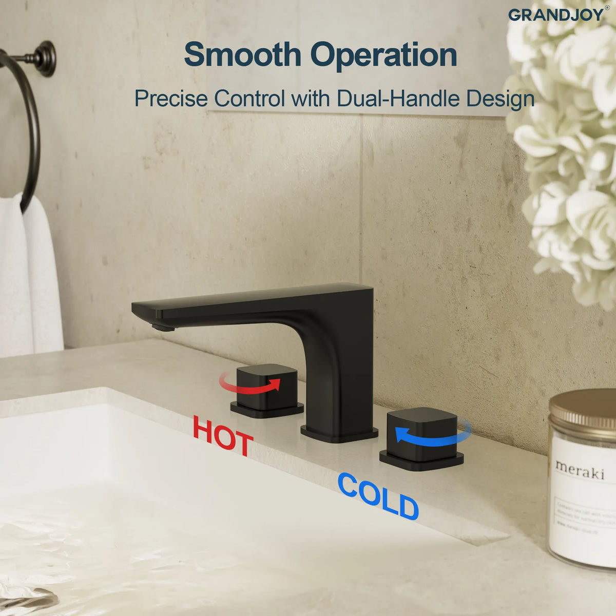 Two-Handle Low Arc Widespread Bathroom Sink Faucet With Pop-Up Drain