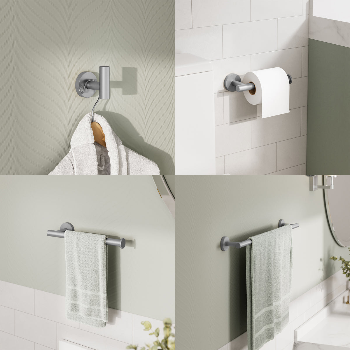 Four-Piece Wall-Mounted Stainless Steel Towel Bar Set for Bathrooms