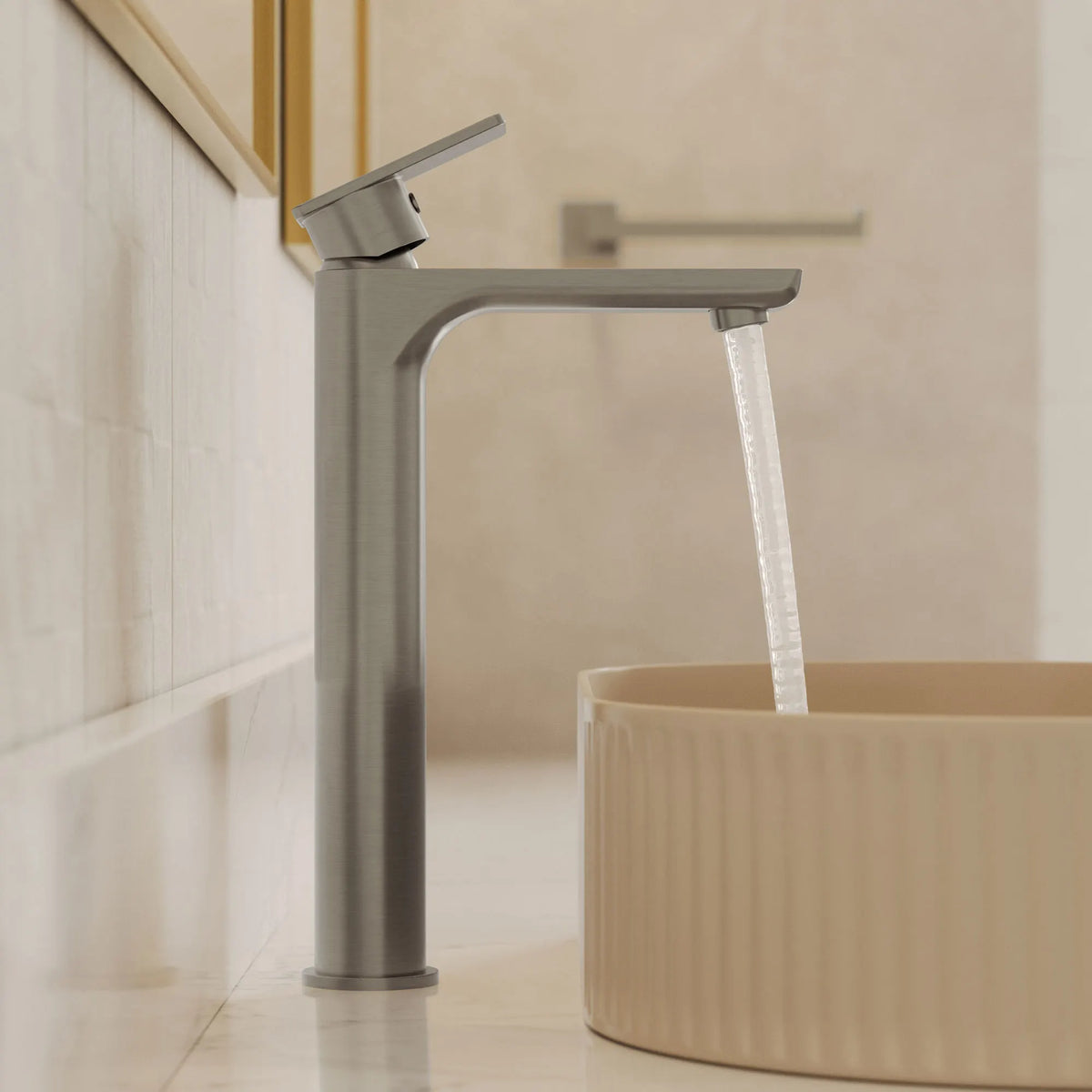 Single-Handle Vessel Bathroom Sink Faucet With Pop-Up Drain