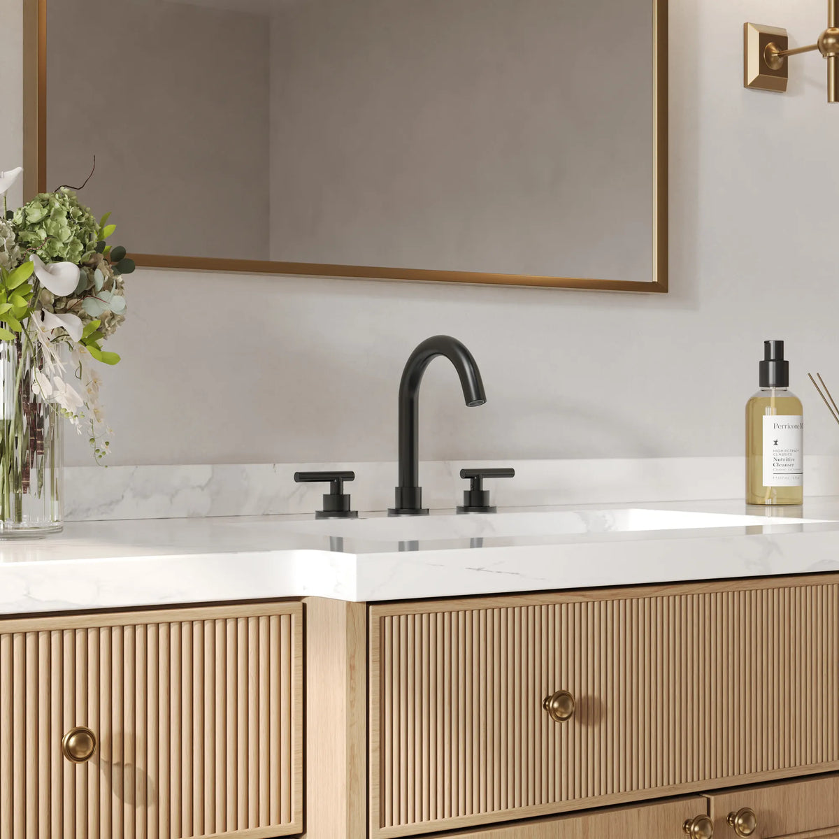 Two-Handle Mid Arc Widespread Bathroom Sink Faucet With Pop-Up Drain