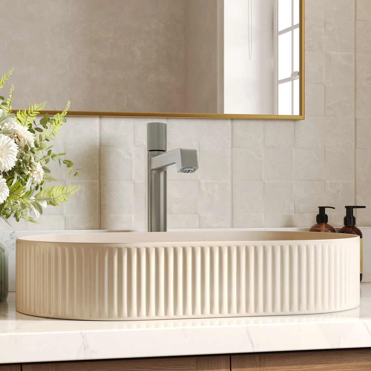 Single-Handle Vessel Bathroom Sink Faucet With Pop-Up Drain