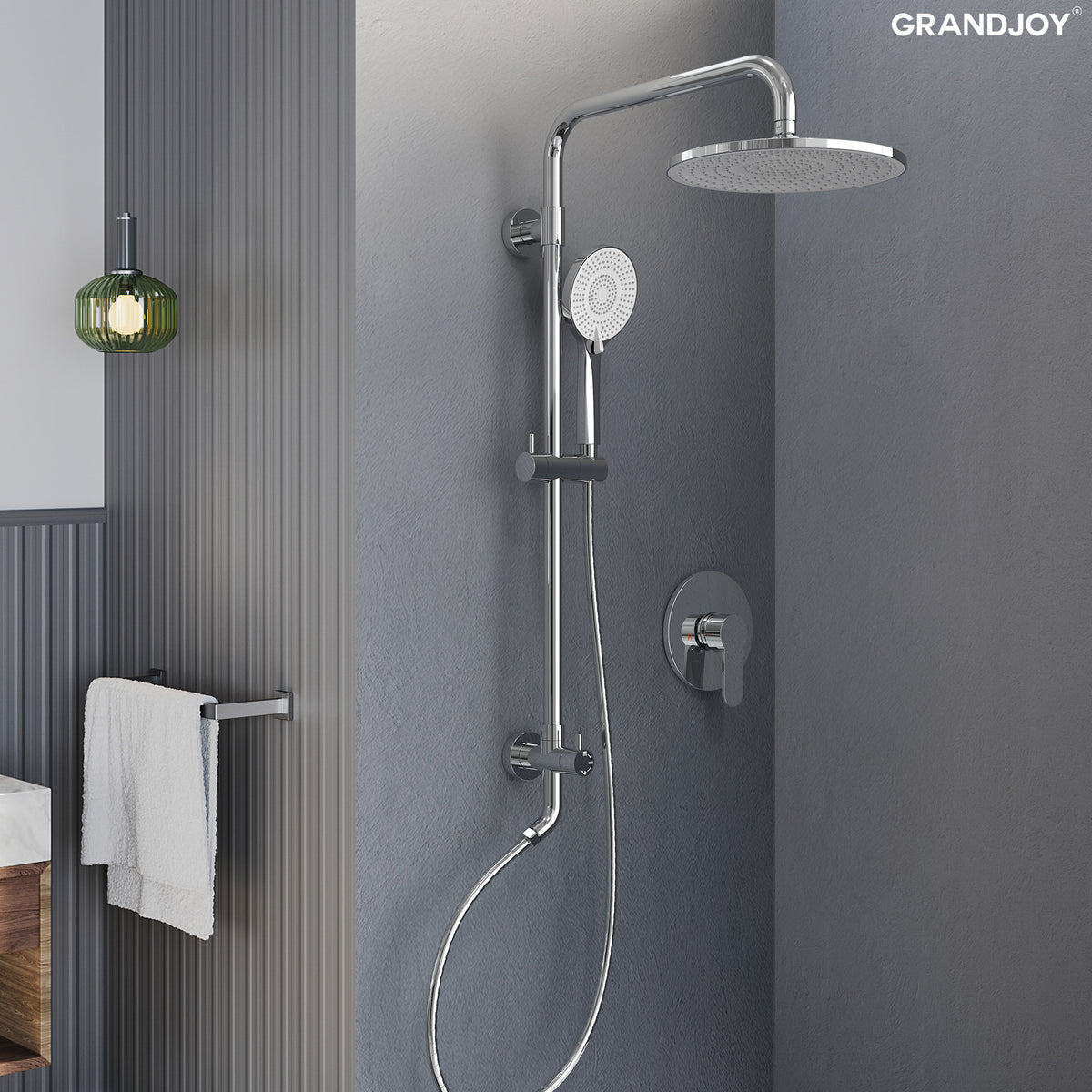 Exposed Pressure-Balanced Rain Shower System with Handheld Spray