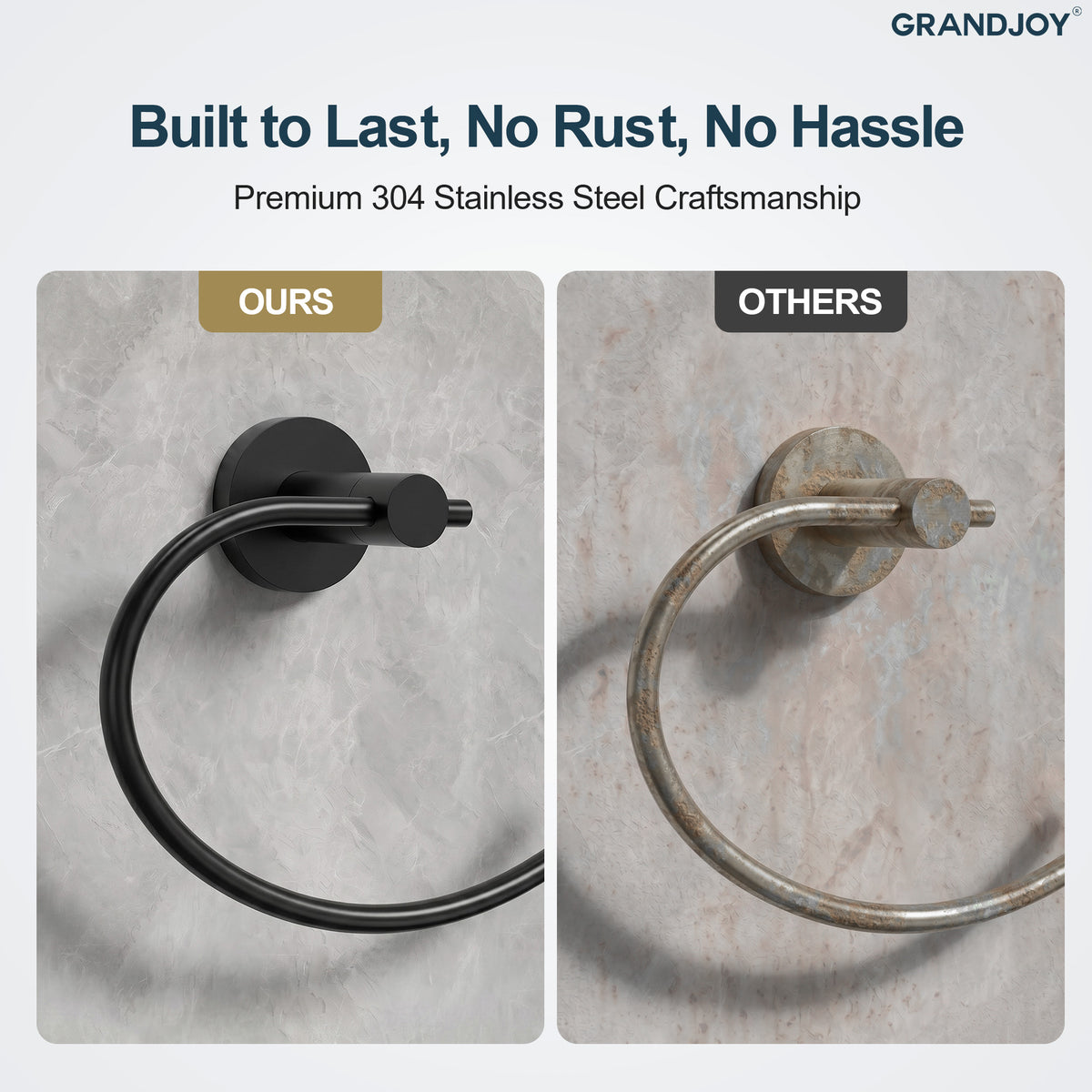 Circular Wall-Mounted Swing-Arm Towel Ring with 180-Degree Pivot