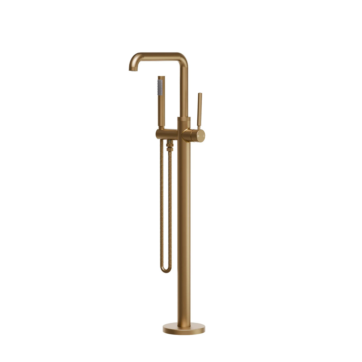 Floor-Mounted Bathtub Faucet with Swivel Spout and Hand Shower