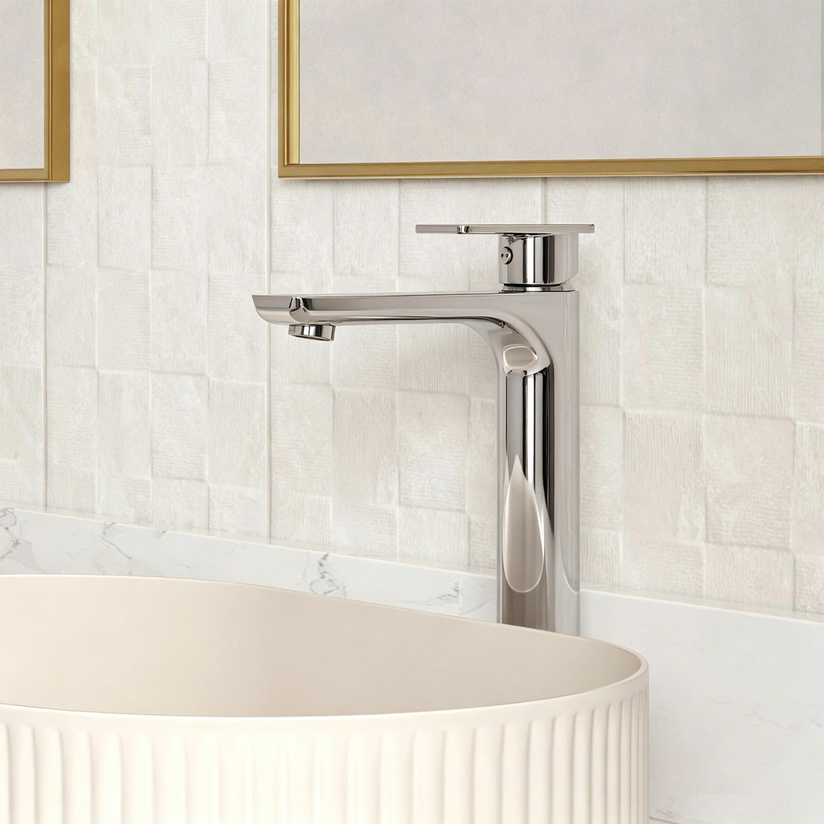 Single-Handle Vessel Bathroom Sink Faucet With Pop-Up Drain
