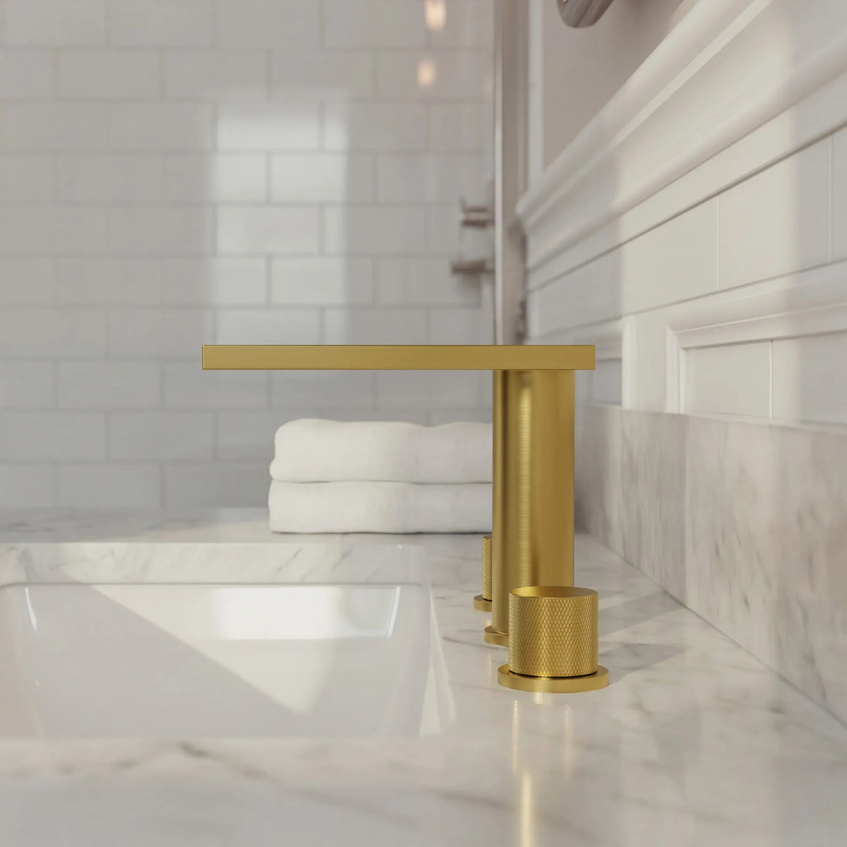 Two-Handle Mid Arc Widespread Bathroom Sink Faucet With Pop-Up Drain