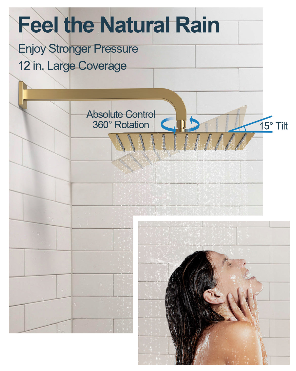 Wall-Mounted Thermostatic Dual Rainfall Shower System with Handheld Spray