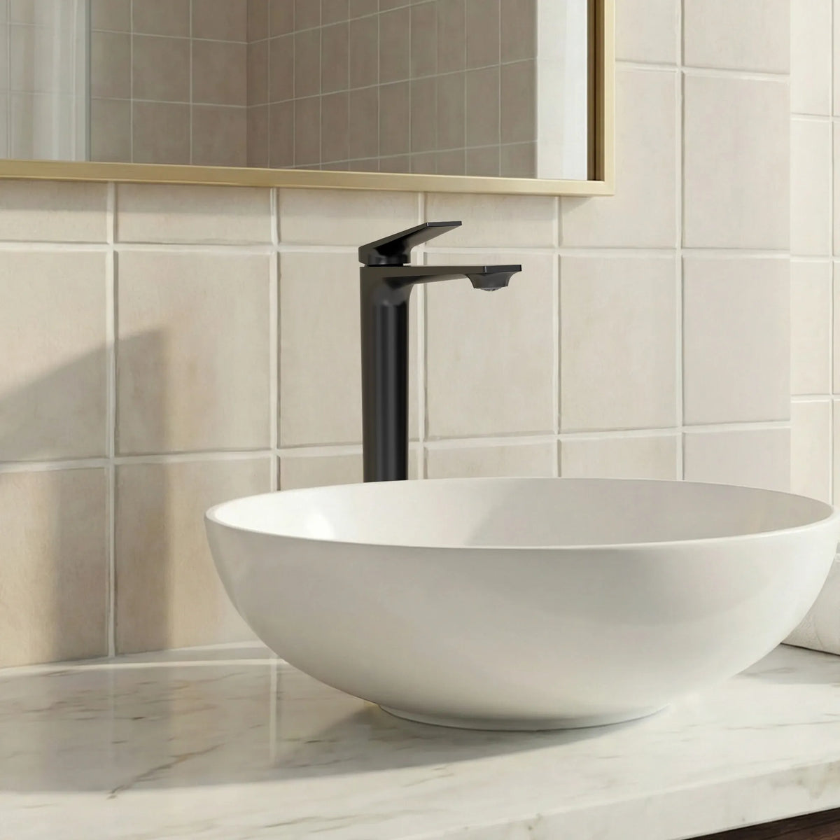 Single-Handle Vessel Bathroom Sink Faucet With Pop-Up Drain