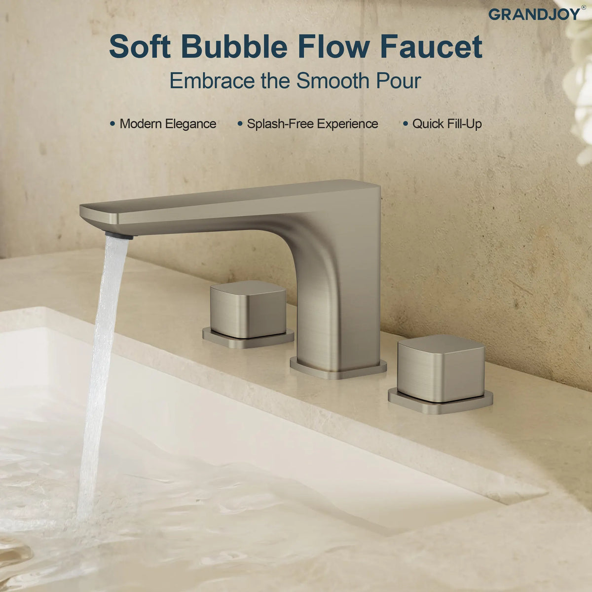 Two-Handle Low Arc Widespread Bathroom Sink Faucet With Pop-Up Drain