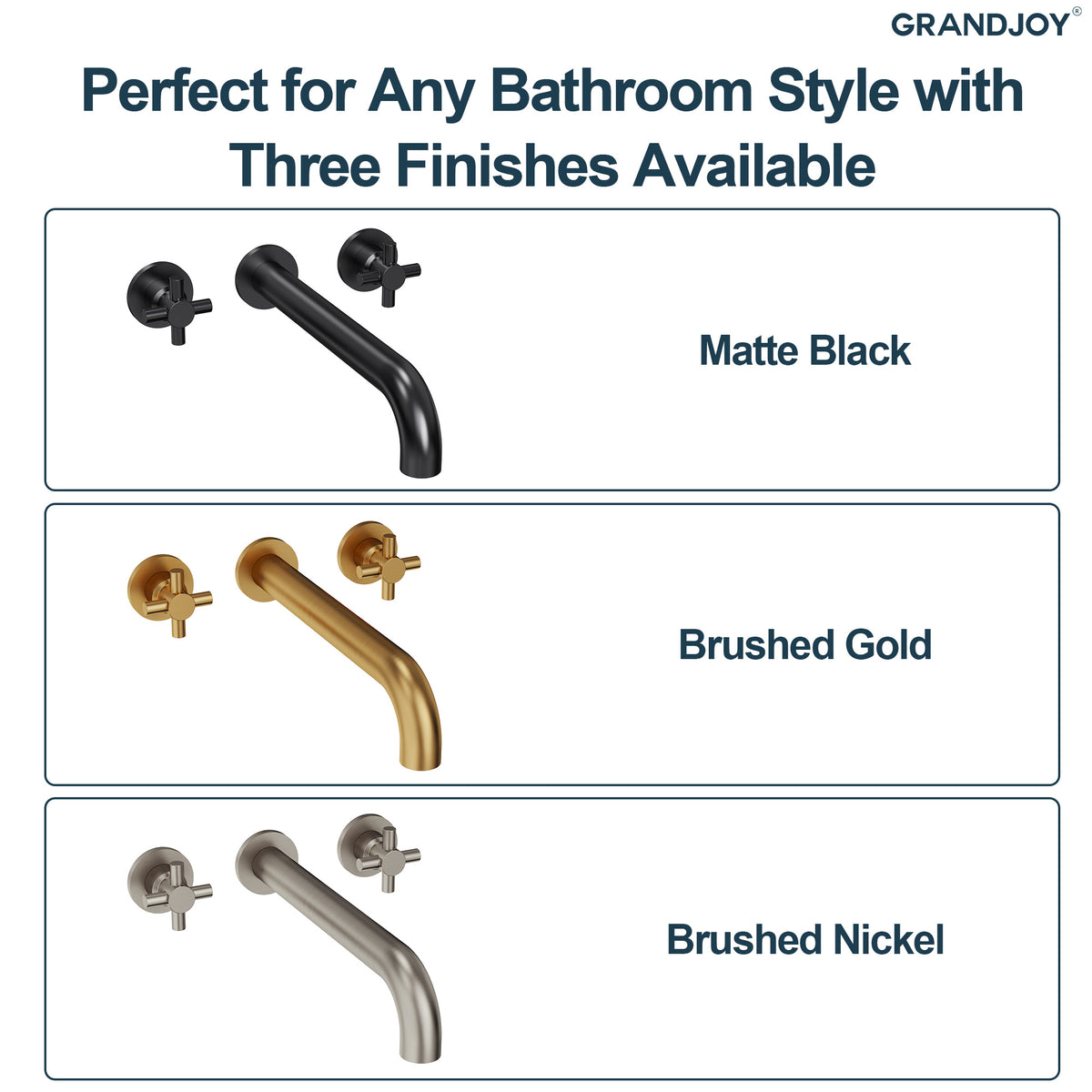 Wall-Mounted Long-Spout Roman Bathtub Faucet with Dual Handles