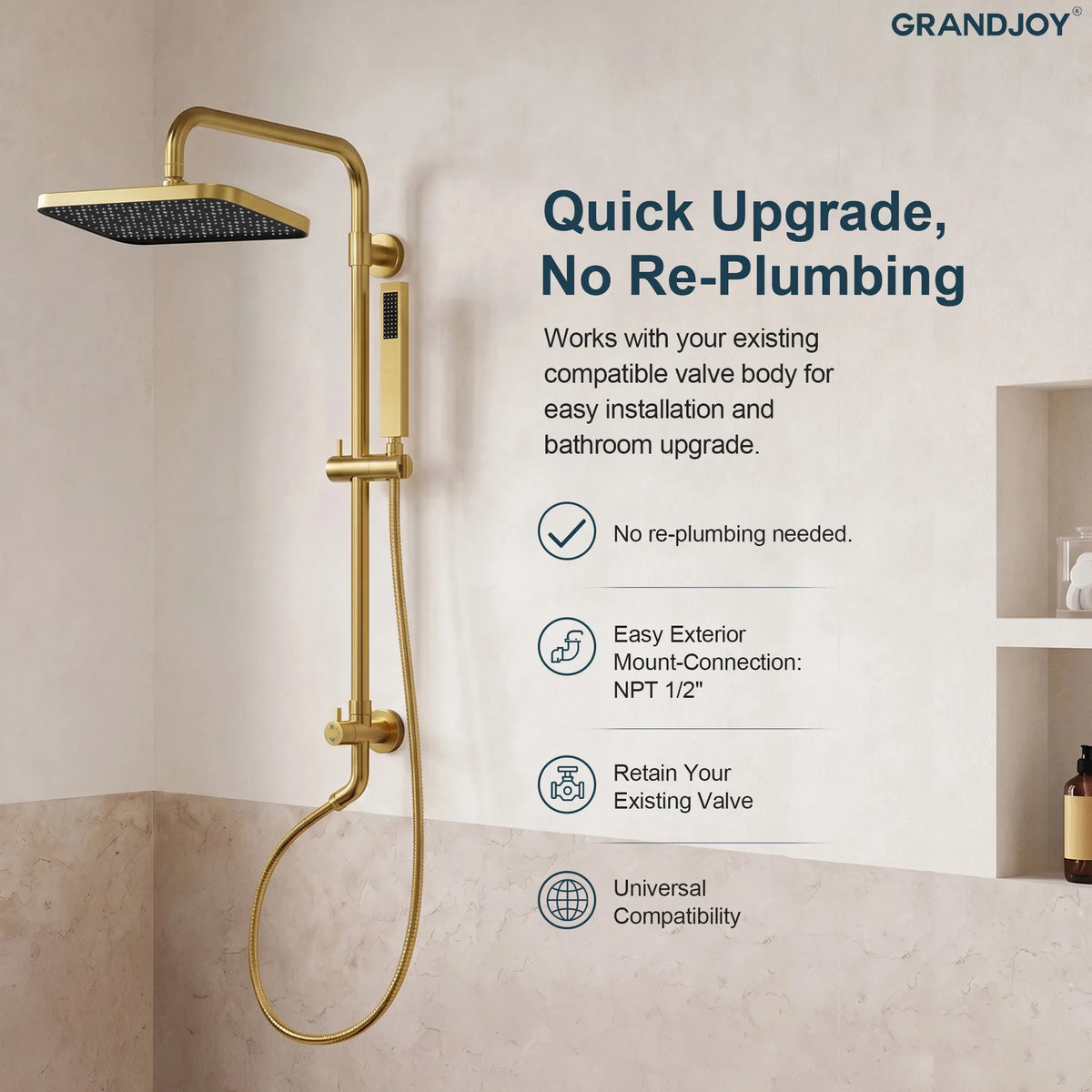 Square Exposed Shower System with Dual Rainfall Modes