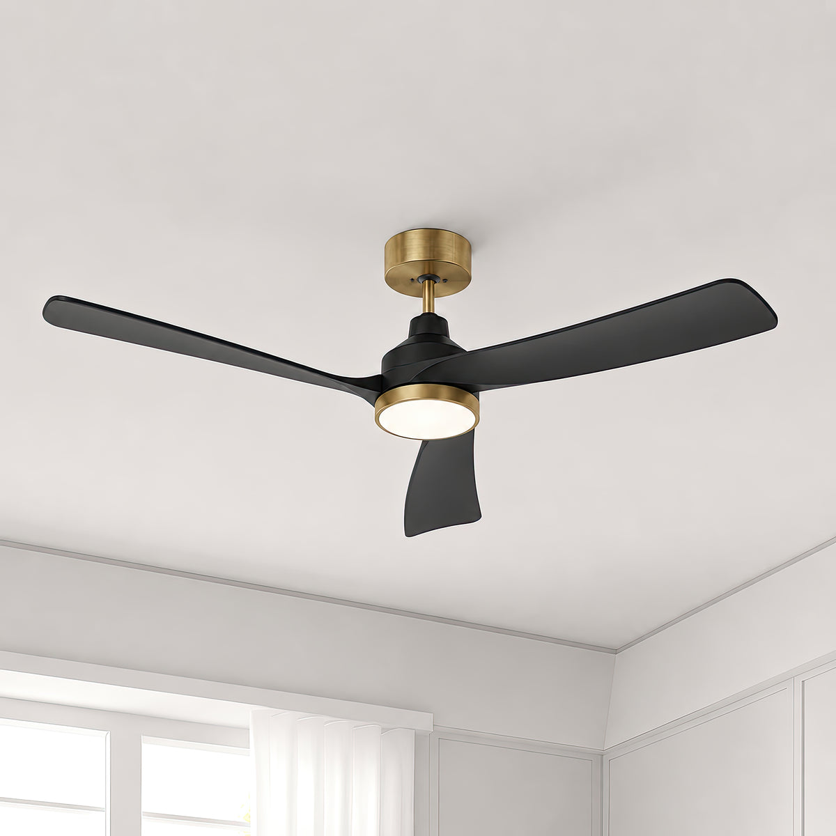 52-Inch Downrod Mount 3-Blade Ceiling Fan with Light and Remote Control