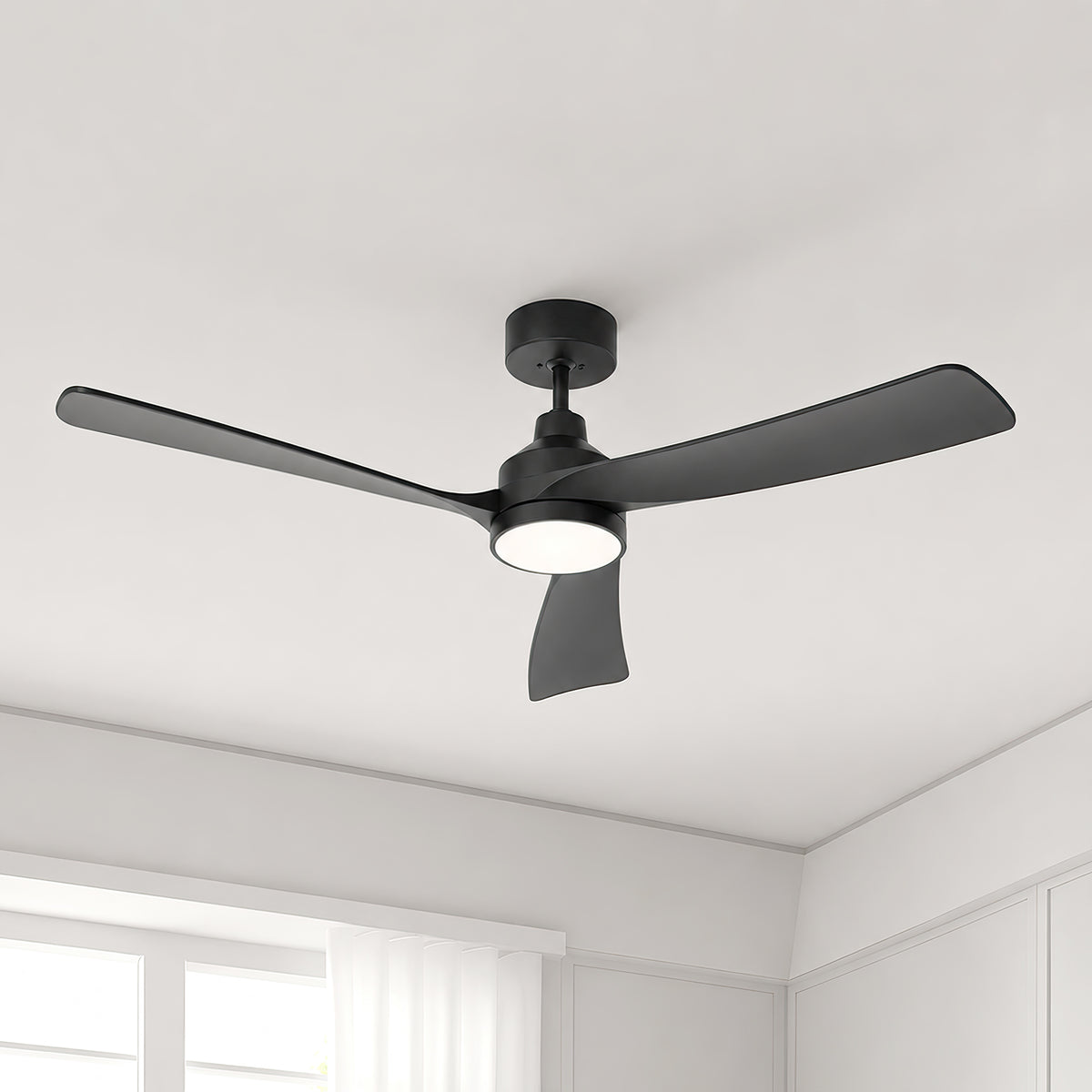 52-Inch Downrod Mount 3-Blade Ceiling Fan with Light and Remote Control