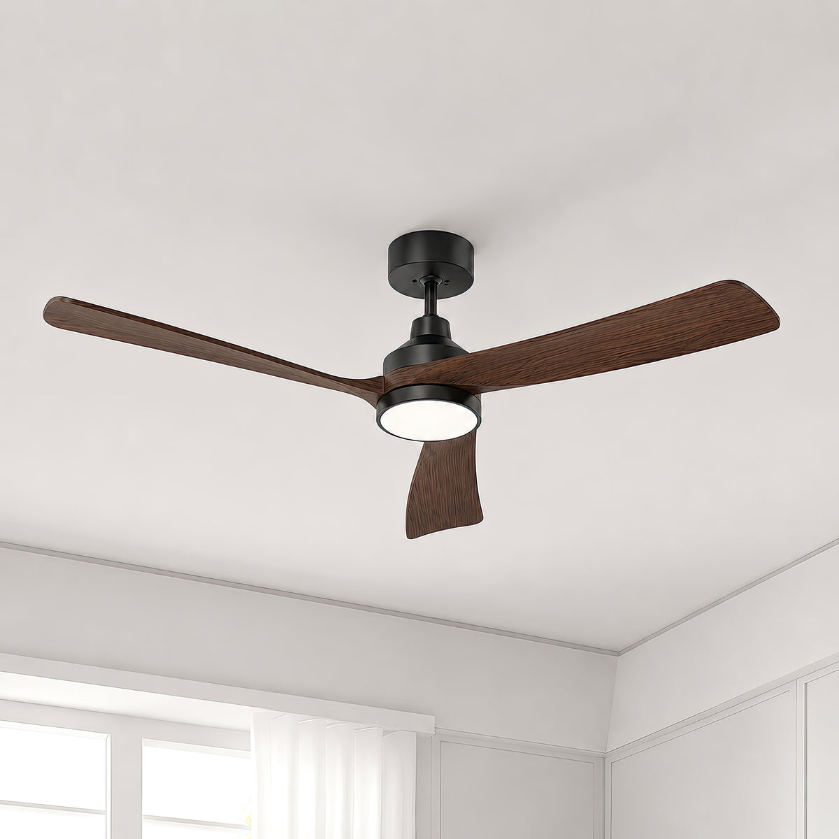 52-Inch Downrod Mount 3-Blade Ceiling Fan with Light and Remote Control
