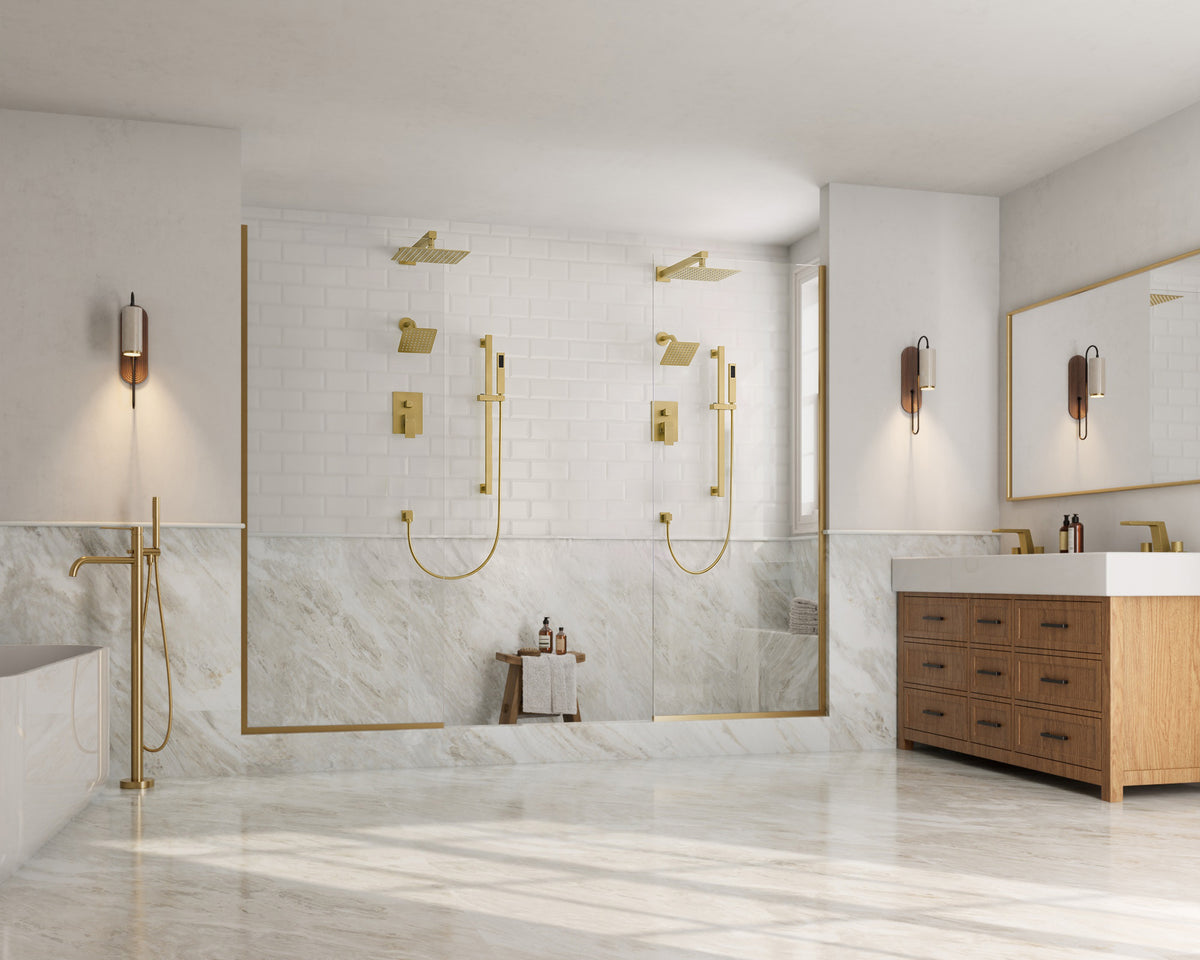 Square Wall-Mounted Dual Shower System with Adjustable Handheld