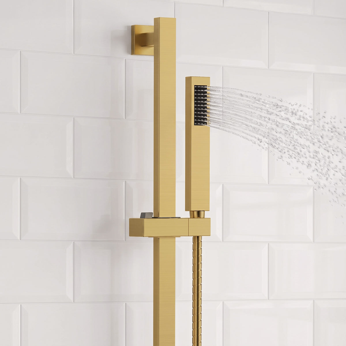 Square Wall-Mounted Dual Shower System with Adjustable Handheld