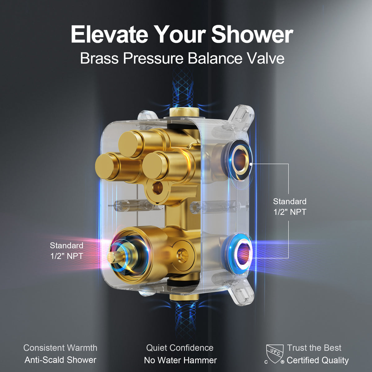 Ceiling-Mounted Dual-Head Shower System with Adjustable Wall Spray and Handheld
