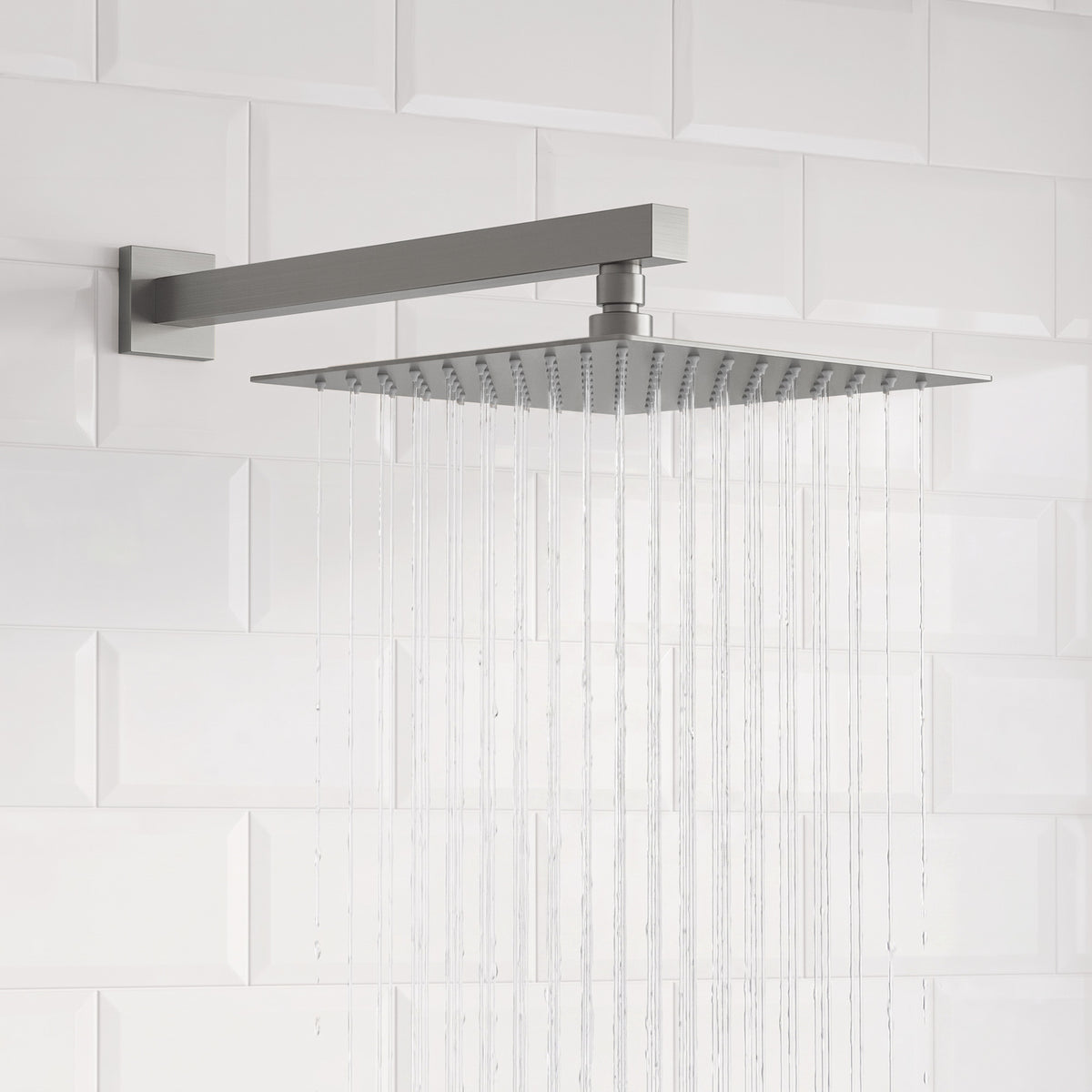 Square Wall-Mounted Dual Shower System with Adjustable Handheld