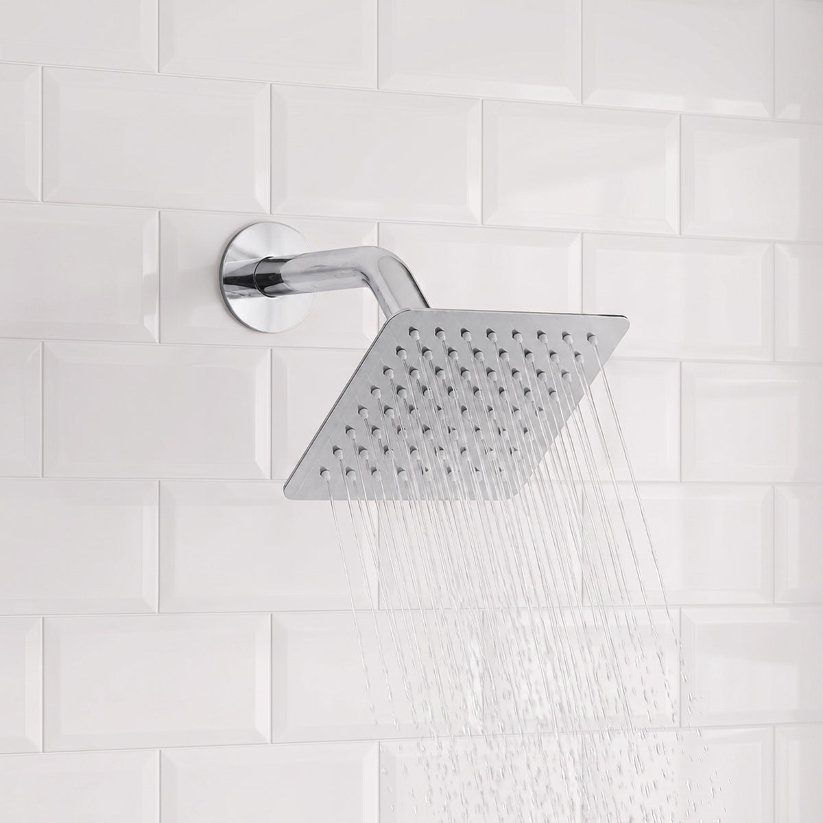 Square Wall-Mounted Dual Shower System with Adjustable Handheld