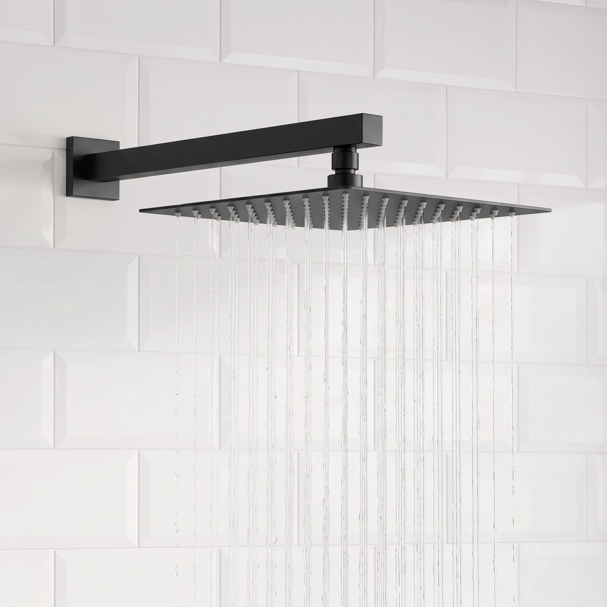 Square Wall-Mounted Dual Shower System with Adjustable Handheld
