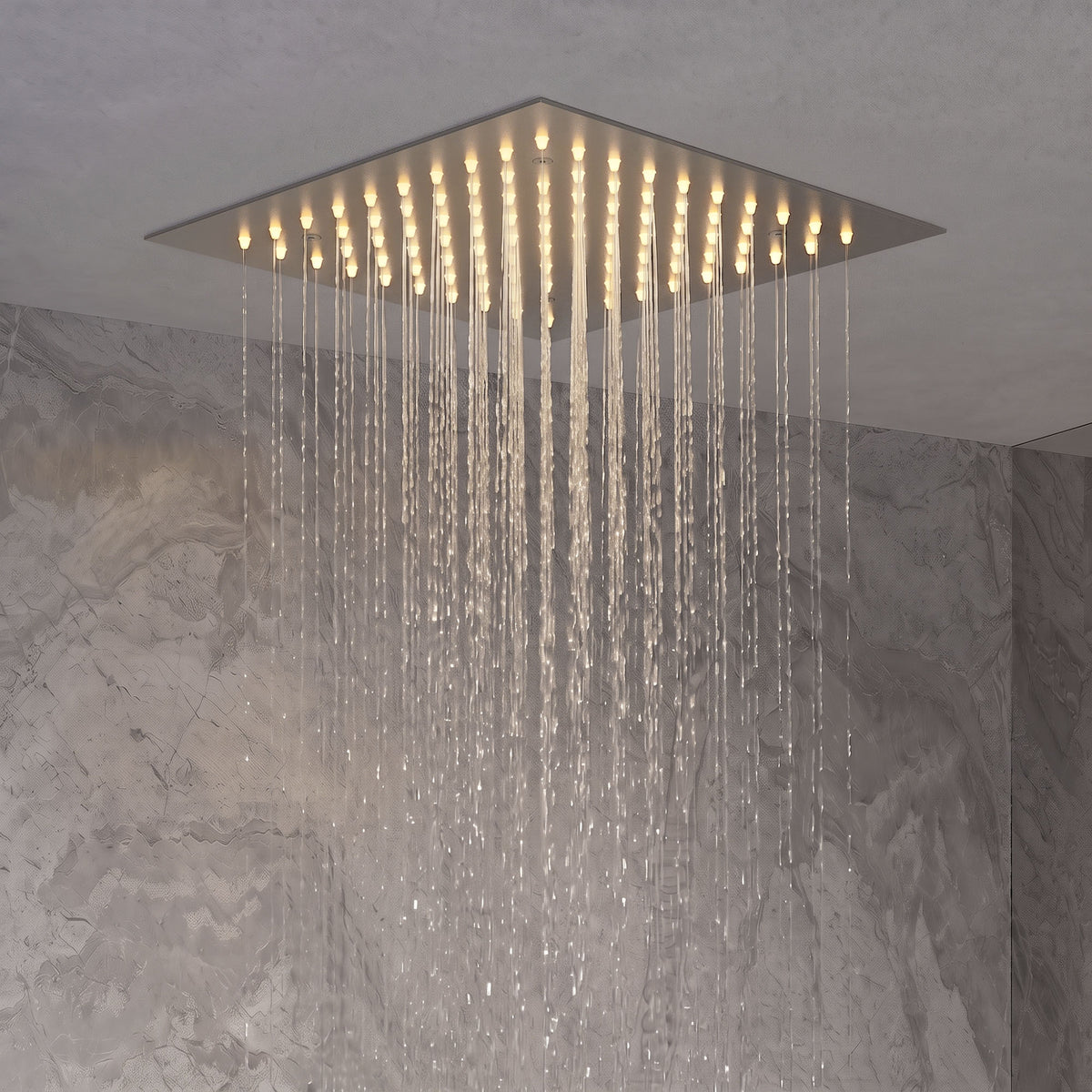 LED Ceiling-Mounted Thermostatic Dual Shower System with Handheld