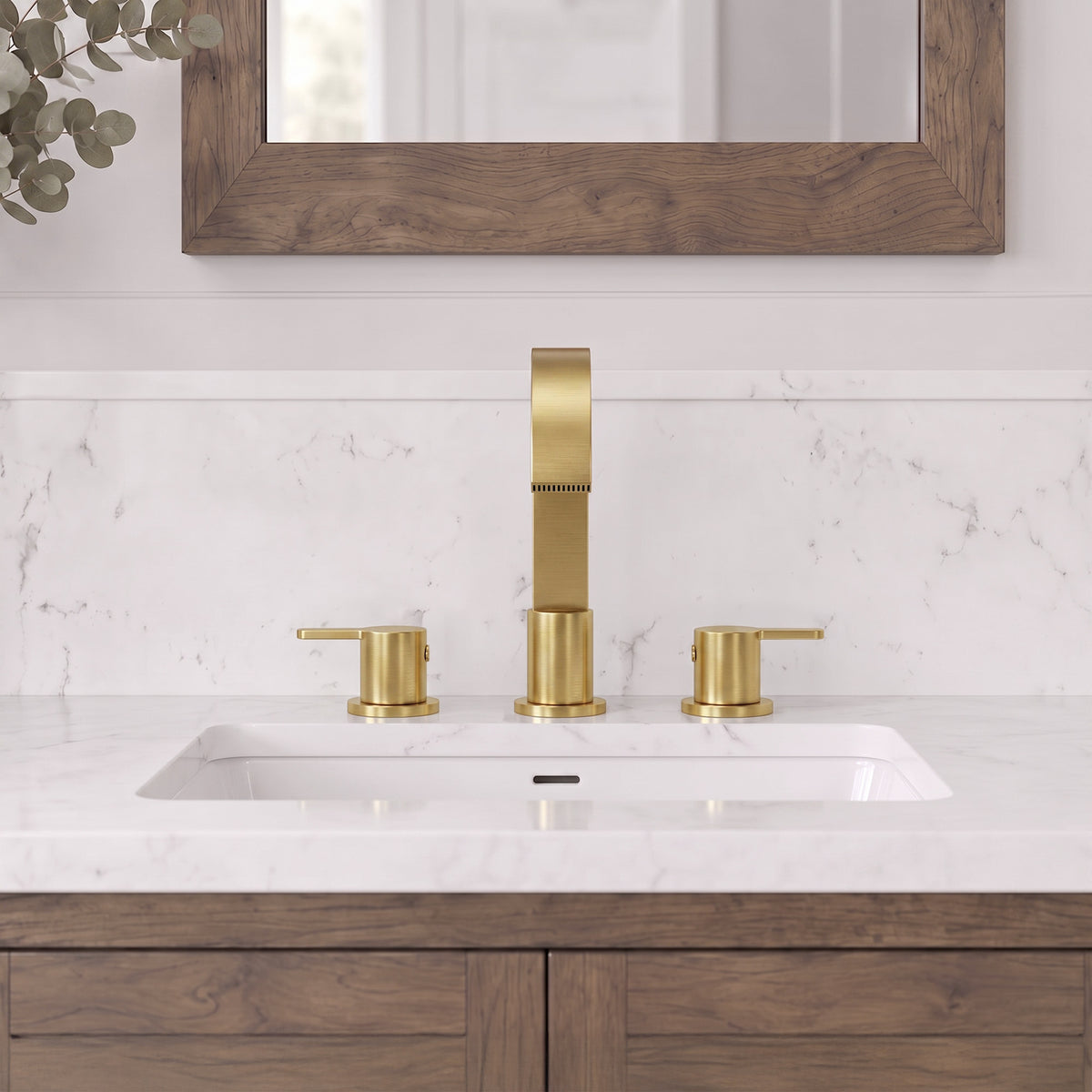 Two-Handle Waterfall Widespread Bathroom Sink Faucet With Pop-Up Drain