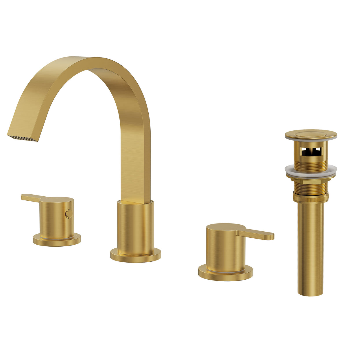 Two-Handle Waterfall Widespread Bathroom Sink Faucet With Pop-Up Drain