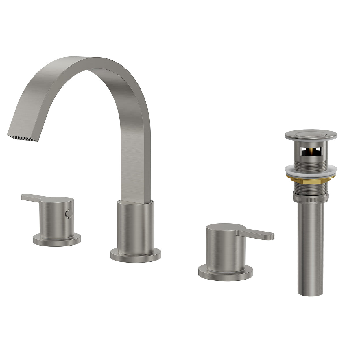 Two-Handle Waterfall Widespread Bathroom Sink Faucet With Pop-Up Drain