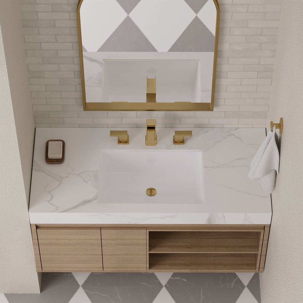 Two-Handle Waterfall Widespread Bathroom Sink Faucet With Pop-Up Drain