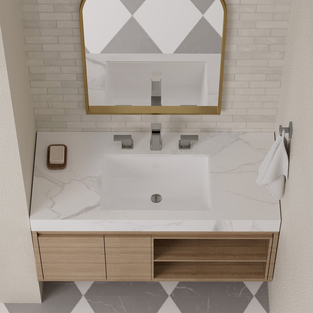 Two-Handle Waterfall Widespread Bathroom Sink Faucet With Pop-Up Drain