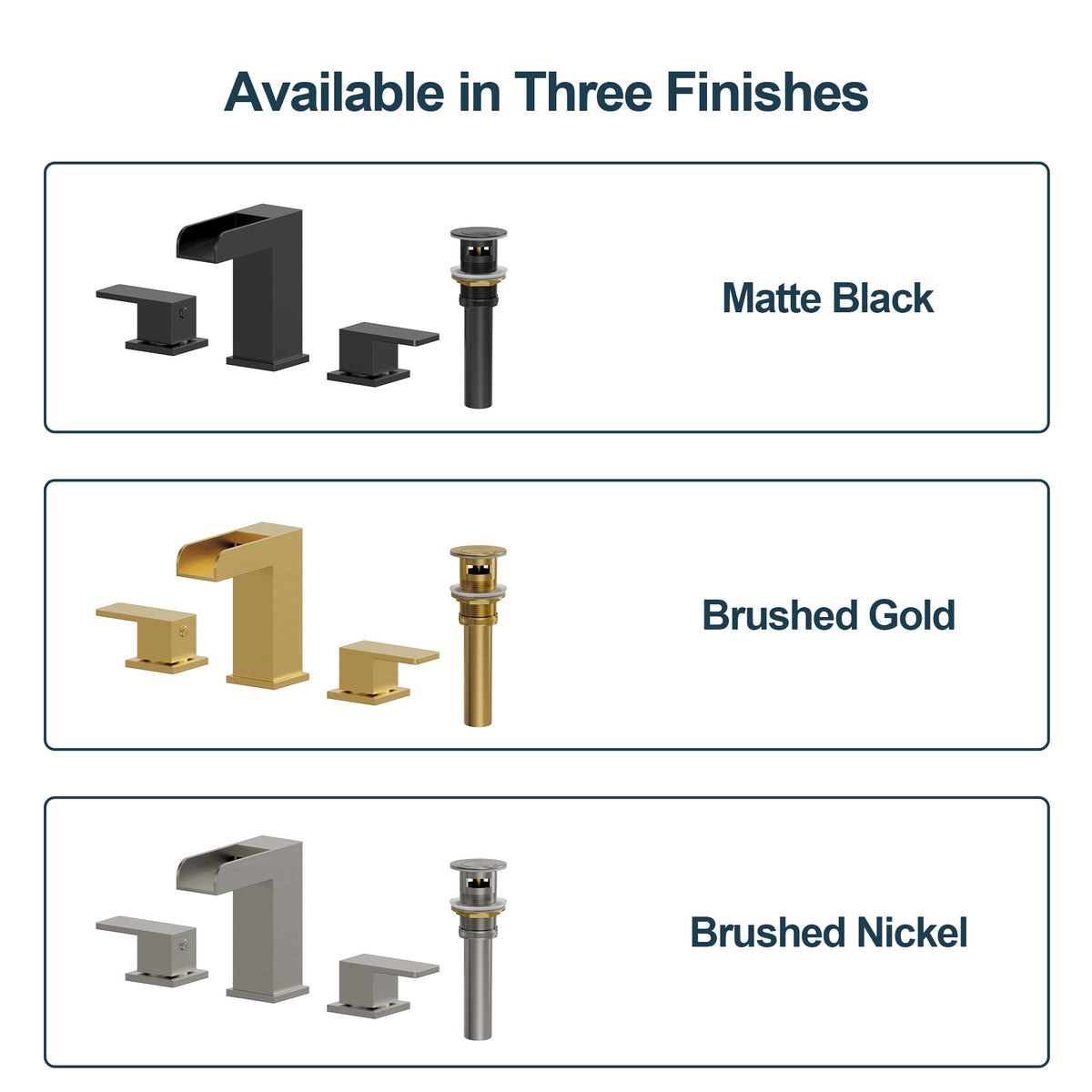 Two-Handle Waterfall Widespread Bathroom Sink Faucet With Pop-Up Drain