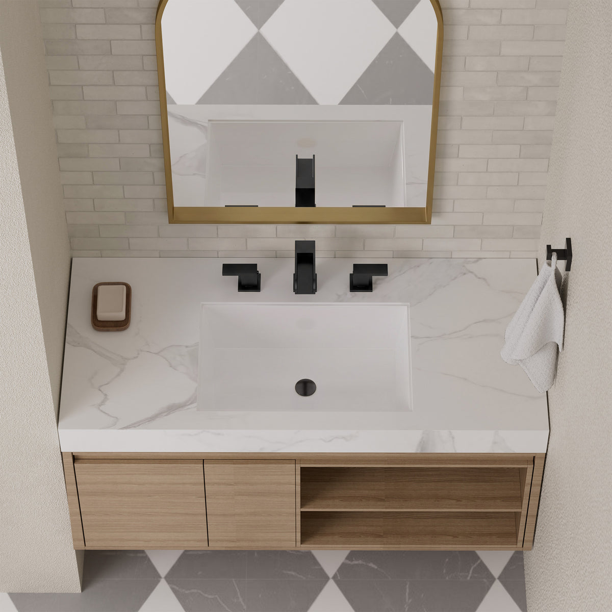 Two-Handle Waterfall Widespread Bathroom Sink Faucet With Pop-Up Drain