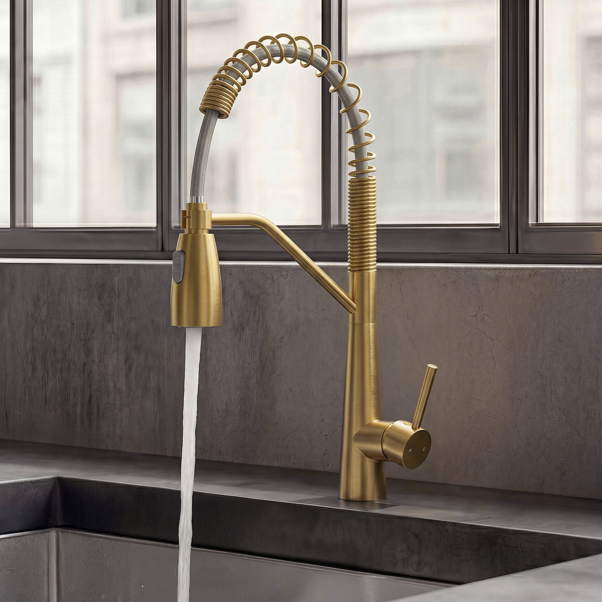 Single-Handle Pre-Rinse Spring Pull-Down Kitchen Faucet